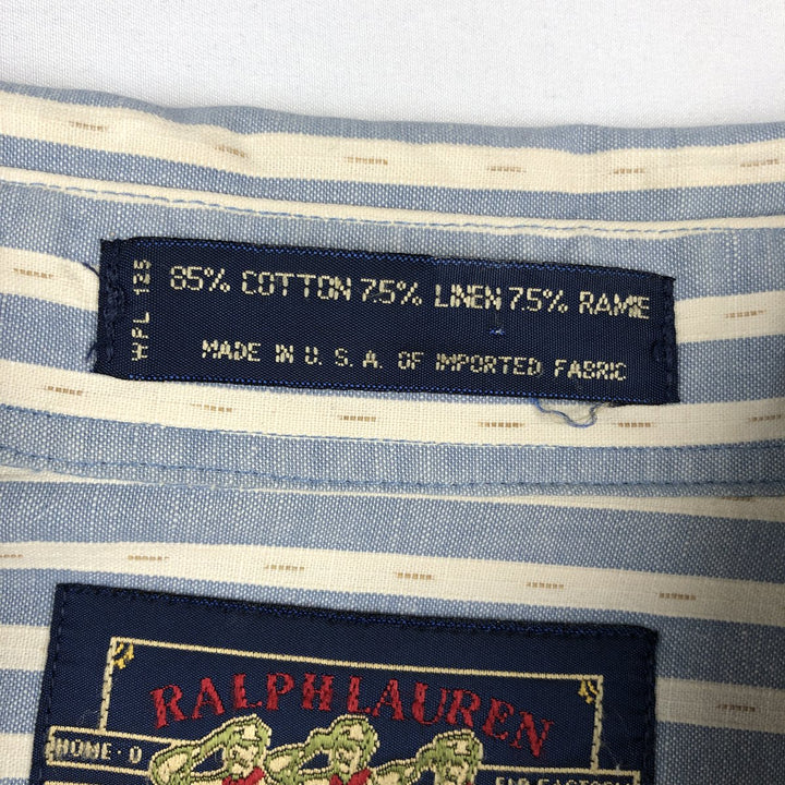 1980'S Ralph Lauren CHAPS Long-Sleeve Button-Down Striped Shirt, Made in USA, Men's Size M (approx.), Vintage cotton Blue type light blue Vintage Second Hand