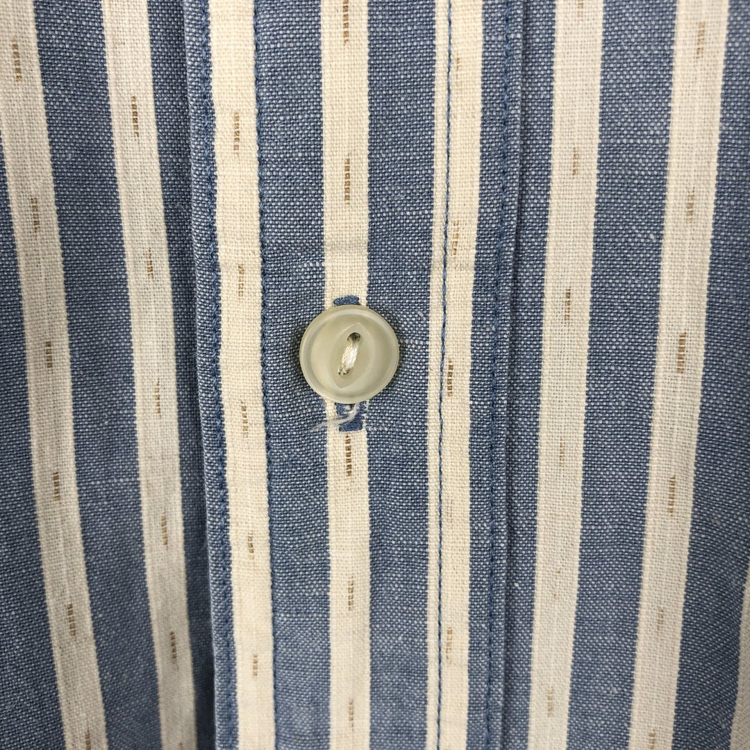 1980'S Ralph Lauren CHAPS Long-Sleeve Button-Down Striped Shirt, Made in USA, Men's Size M (approx.), Vintage cotton Blue type light blue Vintage Second Hand