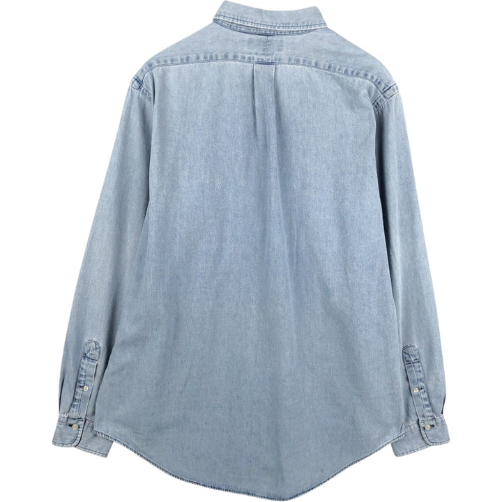 Ralph Lauren long sleeve button down denim shirt, men's XL size cotton blue type Vintage Second Hand