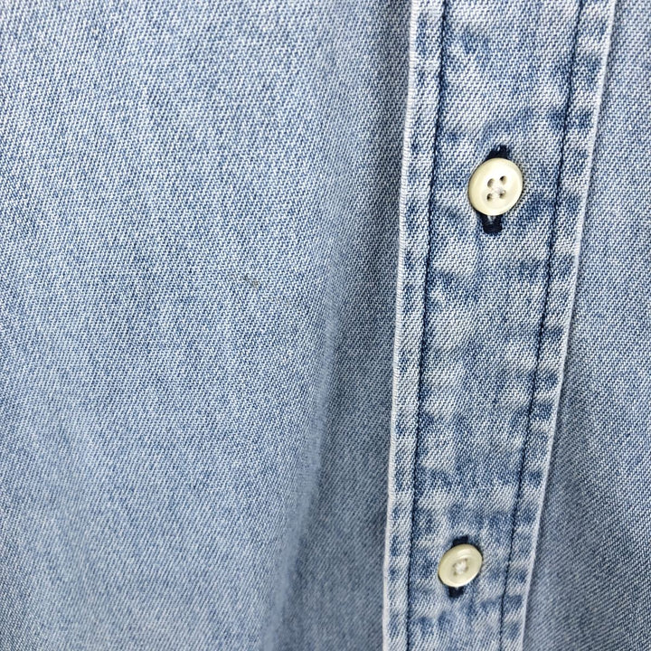 Ralph Lauren long sleeve button down denim shirt, men's XL size cotton blue type Vintage Second Hand