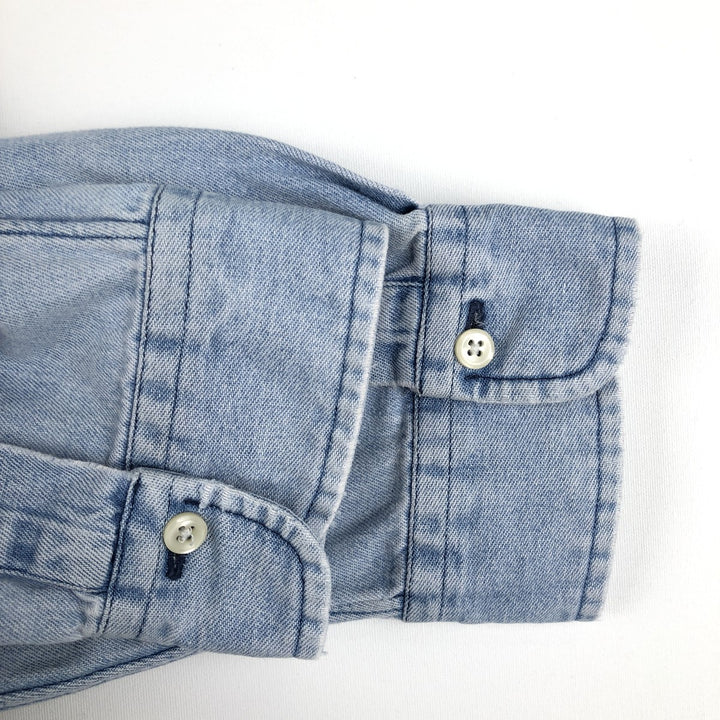 Ralph Lauren long sleeve button down denim shirt, men's XL size cotton blue type Vintage Second Hand