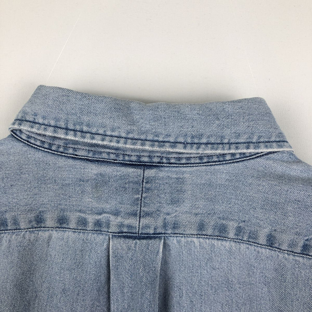 Ralph Lauren long sleeve button down denim shirt, men's XL size cotton blue type Vintage Second Hand