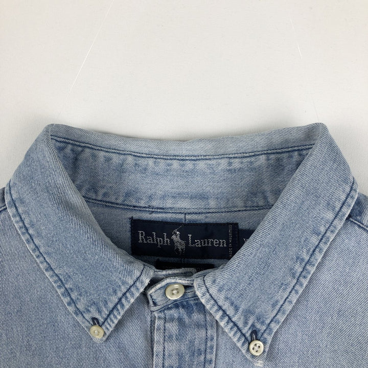 Ralph Lauren long sleeve button down denim shirt, men's XL size cotton blue type Vintage Second Hand