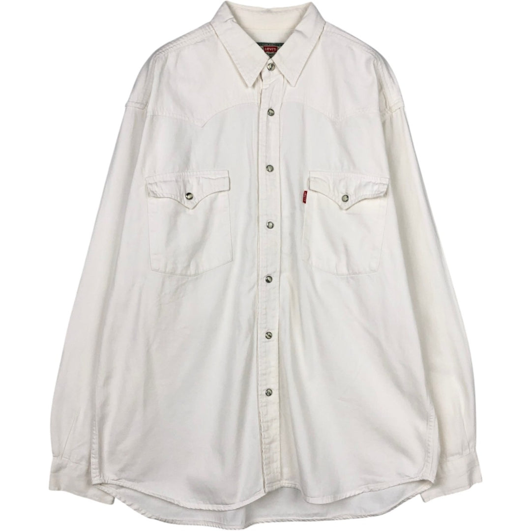 Levi's Long-Sleeve Denim Western Shirt, Men's Size XL (approx.) unclear white type Vintage Second Hand