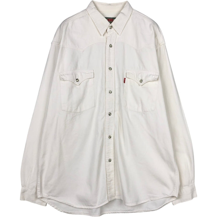 Levi's Long-Sleeve Denim Western Shirt, Men's Size XL (approx.) unclear white type Vintage Second Hand