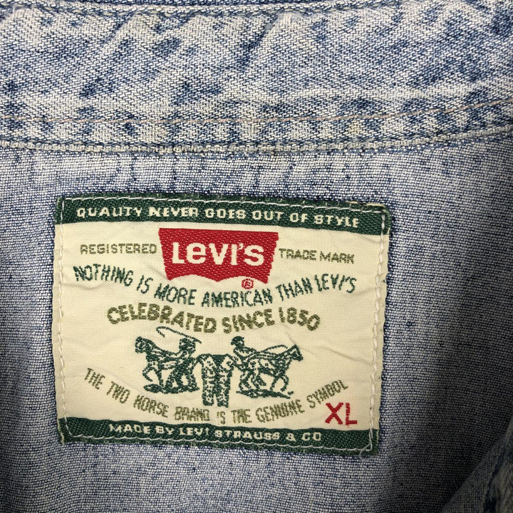 Levi's Long-Sleeve Denim Western Shirt, Men's Size XL (approx.) cotton Blue type light blue Vintage Second Hand