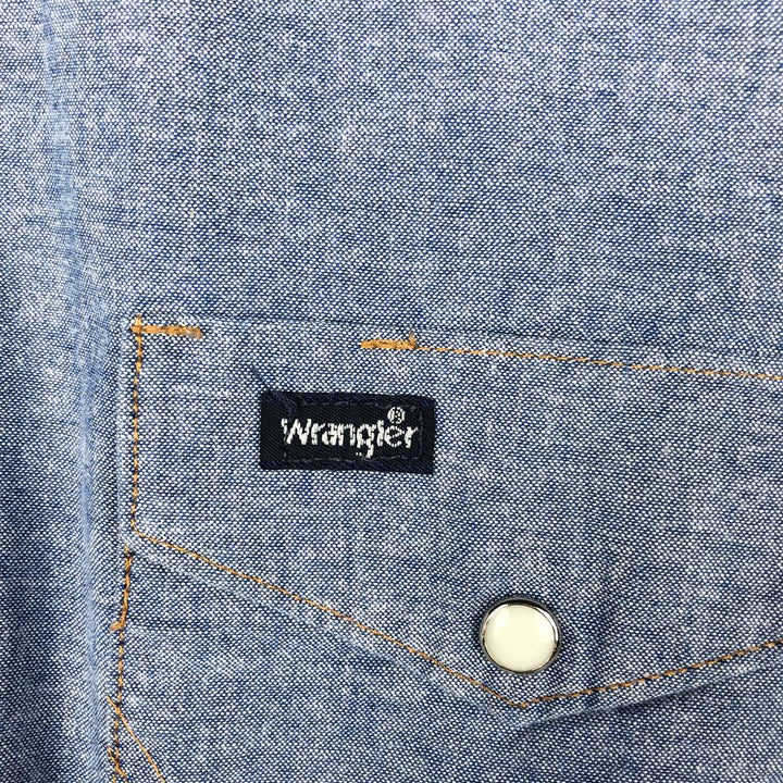 Wrangler Long Sleeve Denim Western Shirt, Men's Size L cotton blue type Vintage Second Hand