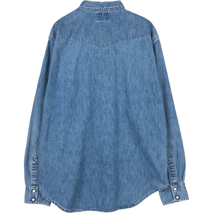 Levi's Long-Sleeve Denim Western Shirt, Men's Size XL (approx.) cotton blue type Vintage Second Hand