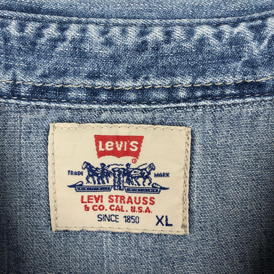 Levi's Long-Sleeve Denim Western Shirt, Men's Size XL (approx.) cotton blue type Vintage Second Hand