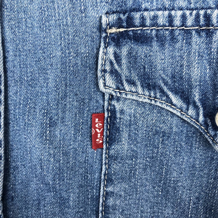 Levi's Long-Sleeve Denim Western Shirt, Men's Size XL (approx.) cotton blue type Vintage Second Hand