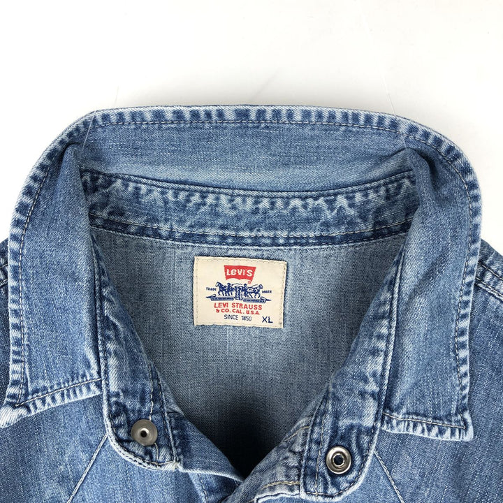 Levi's Long-Sleeve Denim Western Shirt, Men's Size XL (approx.) cotton blue type Vintage Second Hand