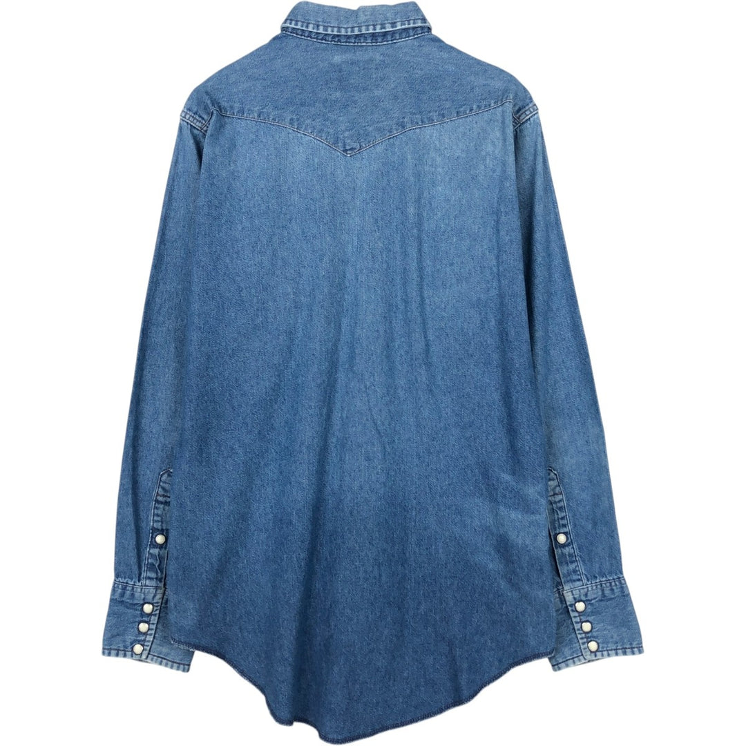 Wrangler Long Sleeve Denim Western Shirt, Men's Size Medium unclear blue type Vintage Second Hand