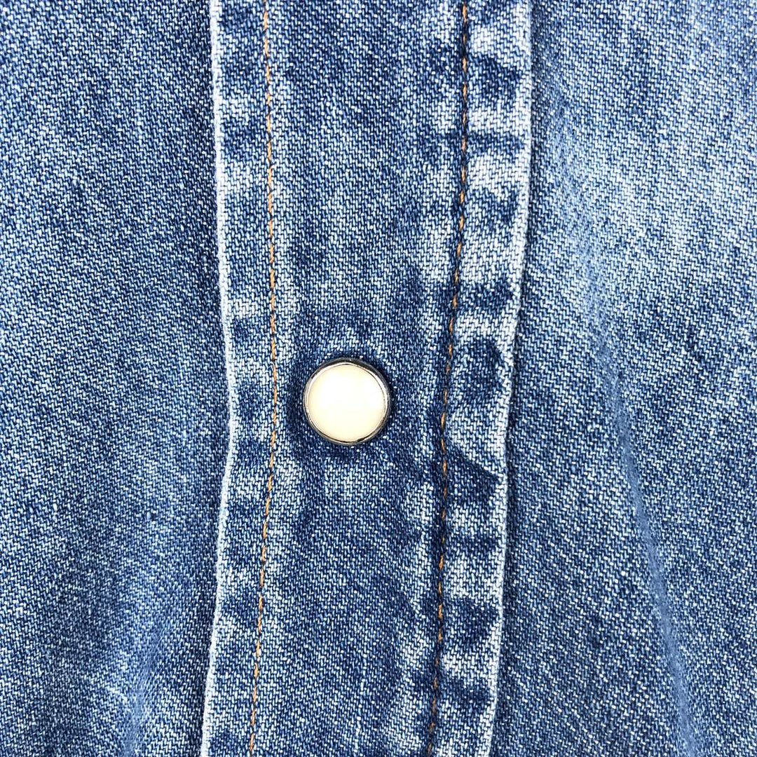 Wrangler Long Sleeve Denim Western Shirt, Men's Size Medium unclear blue type Vintage Second Hand