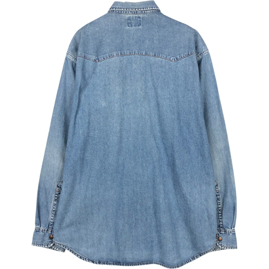 Levi's Long-Sleeve Denim Western Shirt, Men's Size L (approx.) cotton blue type Vintage Second Hand