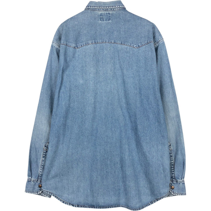 Levi's Long-Sleeve Denim Western Shirt, Men's Size L (approx.) cotton blue type Vintage Second Hand