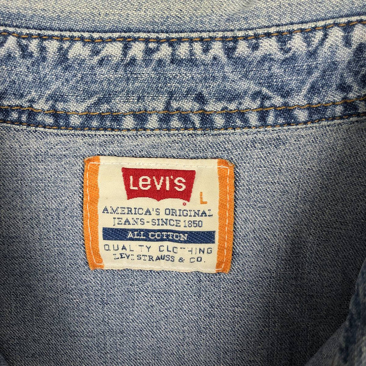 Levi's Long-Sleeve Denim Western Shirt, Men's Size L (approx.) cotton blue type Vintage Second Hand