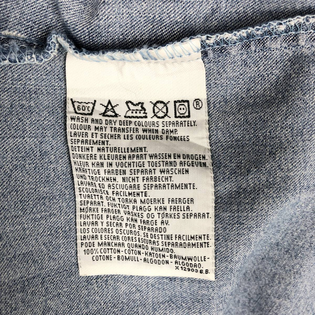 Levi's Long-Sleeve Denim Western Shirt, Men's Size L (approx.) cotton blue type Vintage Second Hand