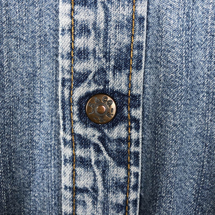 Levi's Long-Sleeve Denim Western Shirt, Men's Size L (approx.) cotton blue type Vintage Second Hand
