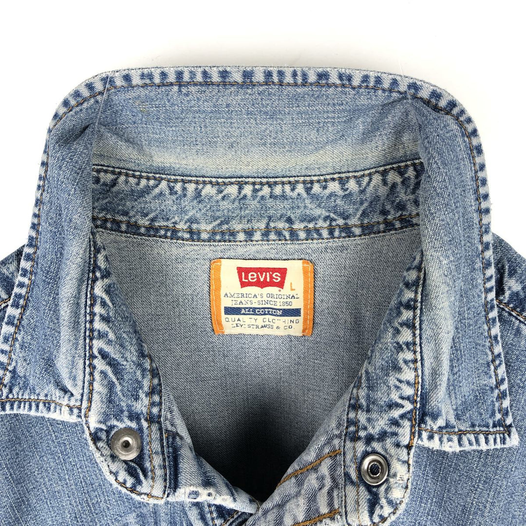 Levi's Long-Sleeve Denim Western Shirt, Men's Size L (approx.) cotton blue type Vintage Second Hand