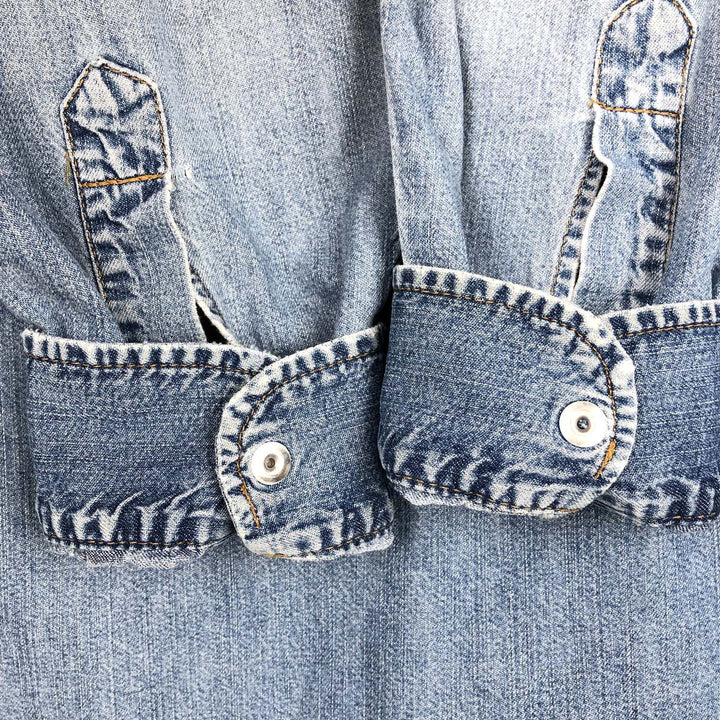 Levi's Long-Sleeve Denim Western Shirt, Men's Size L (approx.) cotton blue type Vintage Second Hand