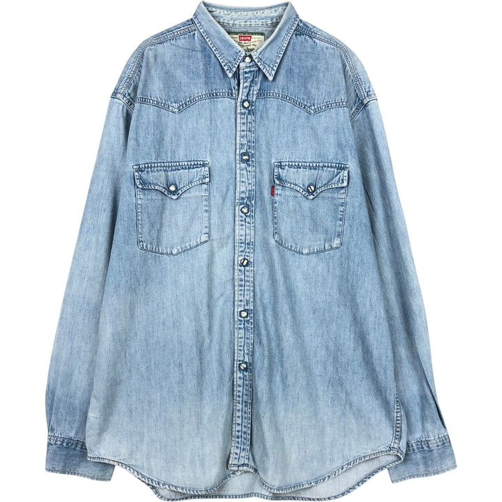 Levi's Long-Sleeve Denim Western Shirt, Men's Size XL (approx.) unclear Blue type light blue Vintage Second Hand