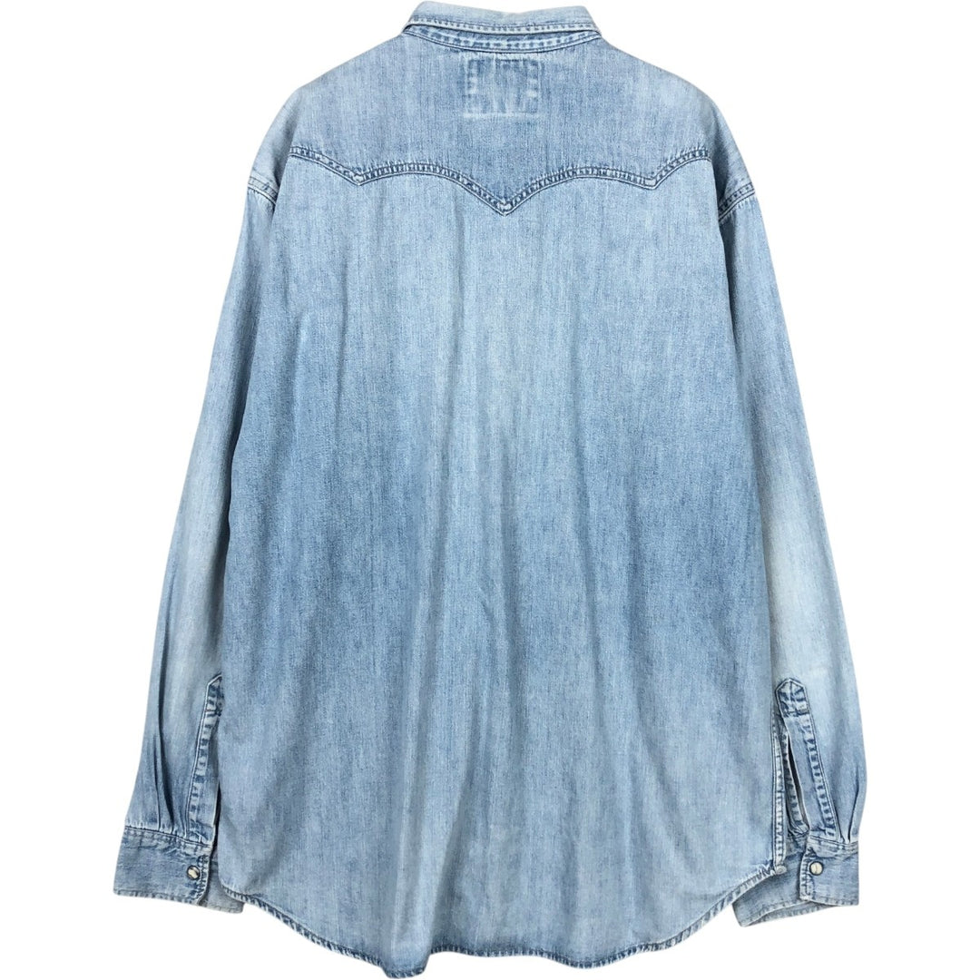 Levi's Long-Sleeve Denim Western Shirt, Men's Size XL (approx.) unclear Blue type light blue Vintage Second Hand