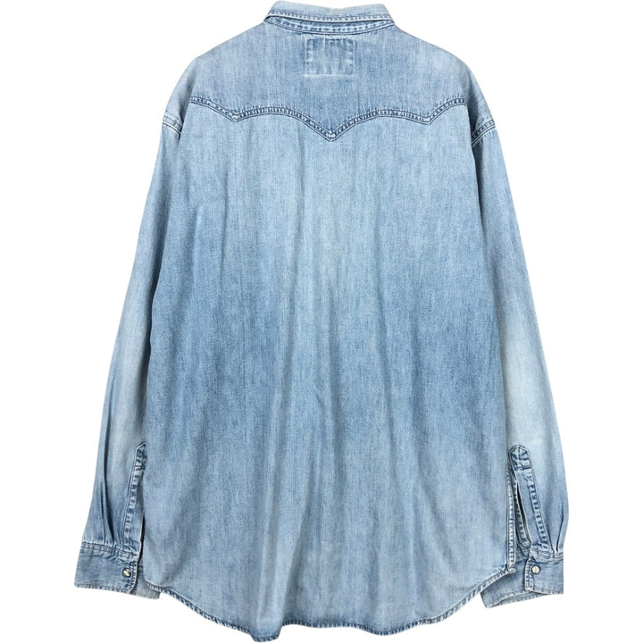 Levi's Long-Sleeve Denim Western Shirt, Men's Size XL (approx.) unclear Blue type light blue Vintage Second Hand
