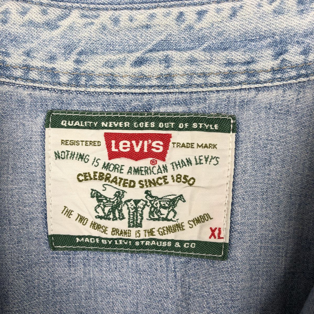 Levi's Long-Sleeve Denim Western Shirt, Men's Size XL (approx.) unclear Blue type light blue Vintage Second Hand
