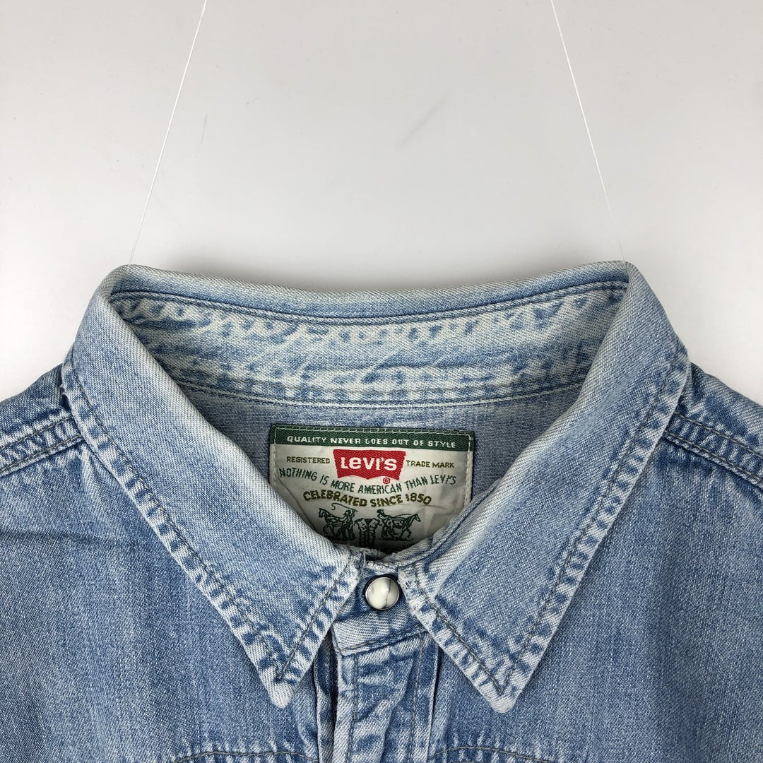 Levi's Long-Sleeve Denim Western Shirt, Men's Size XL (approx.) unclear Blue type light blue Vintage Second Hand