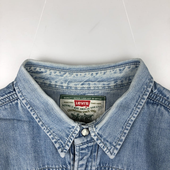 Levi's Long-Sleeve Denim Western Shirt, Men's Size XL (approx.) unclear Blue type light blue Vintage Second Hand
