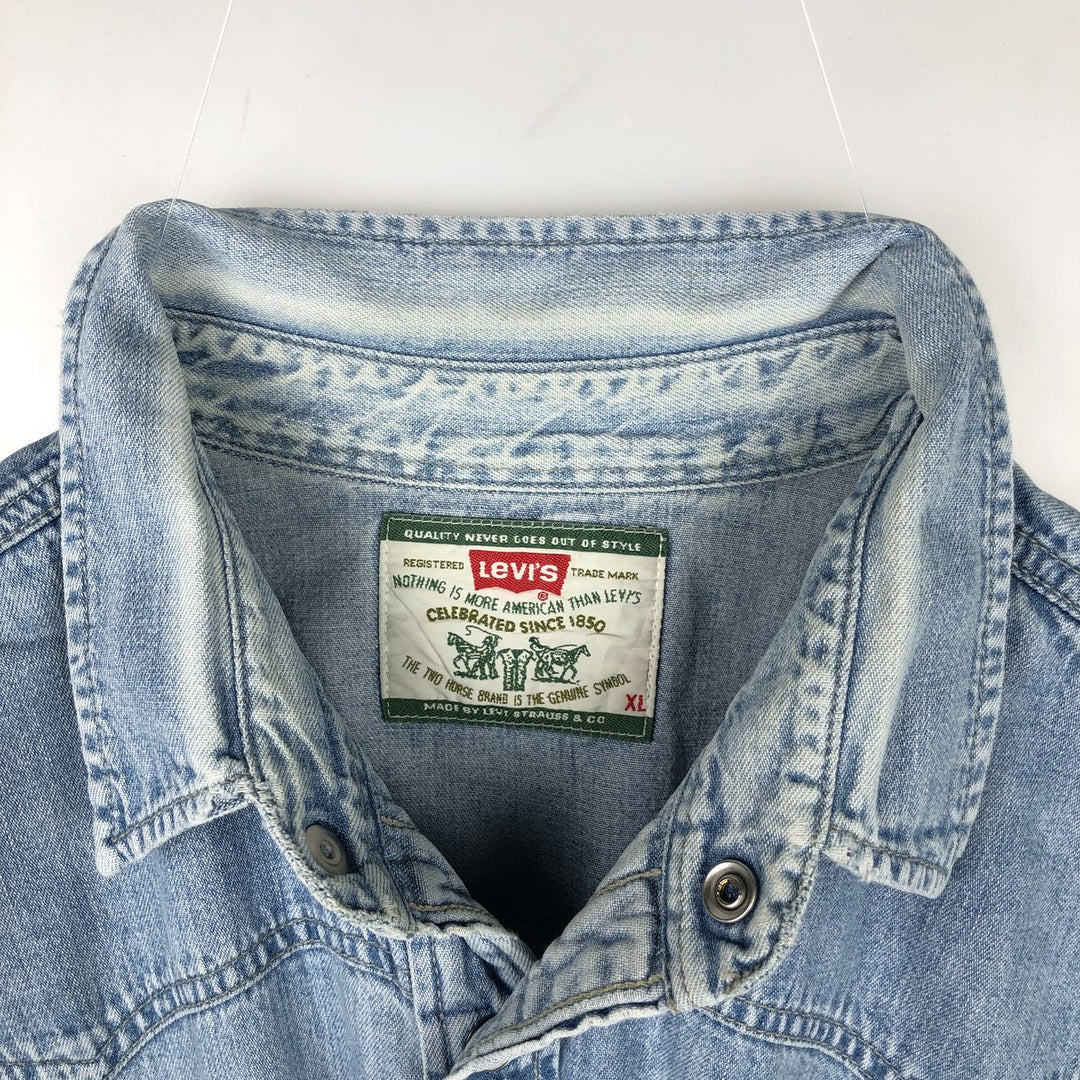 Levi's Long-Sleeve Denim Western Shirt, Men's Size XL (approx.) unclear Blue type light blue Vintage Second Hand