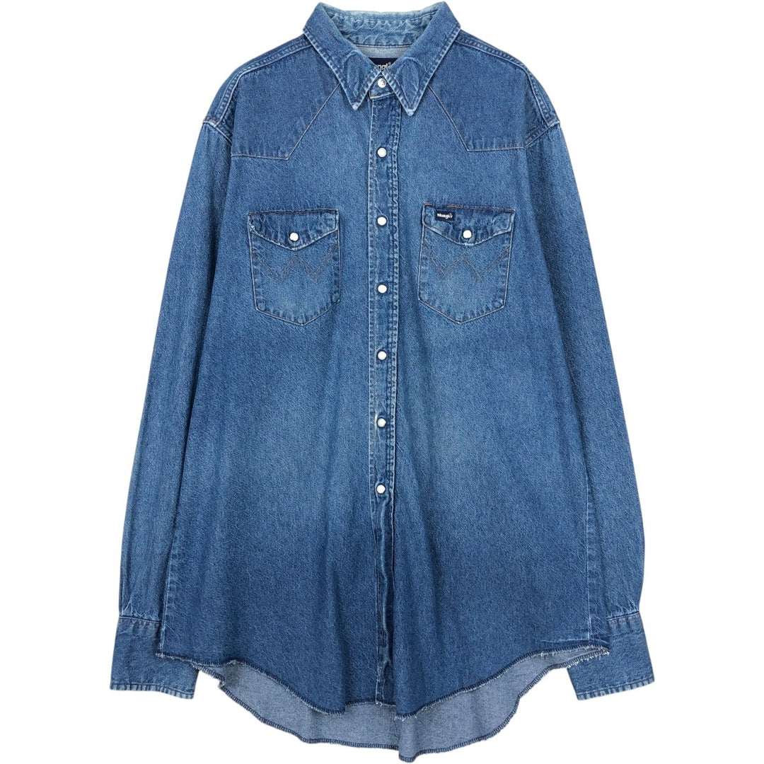 Levi's Long-Sleeve Denim Western Shirt, Men's Size XL (approx.) unclear blue type Vintage Second Hand