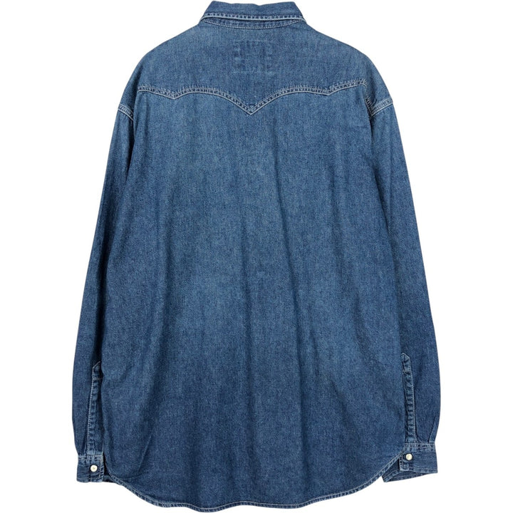 Levi's Long-Sleeve Denim Western Shirt, Men's Size L (approx.) unclear blue type Vintage Second Hand