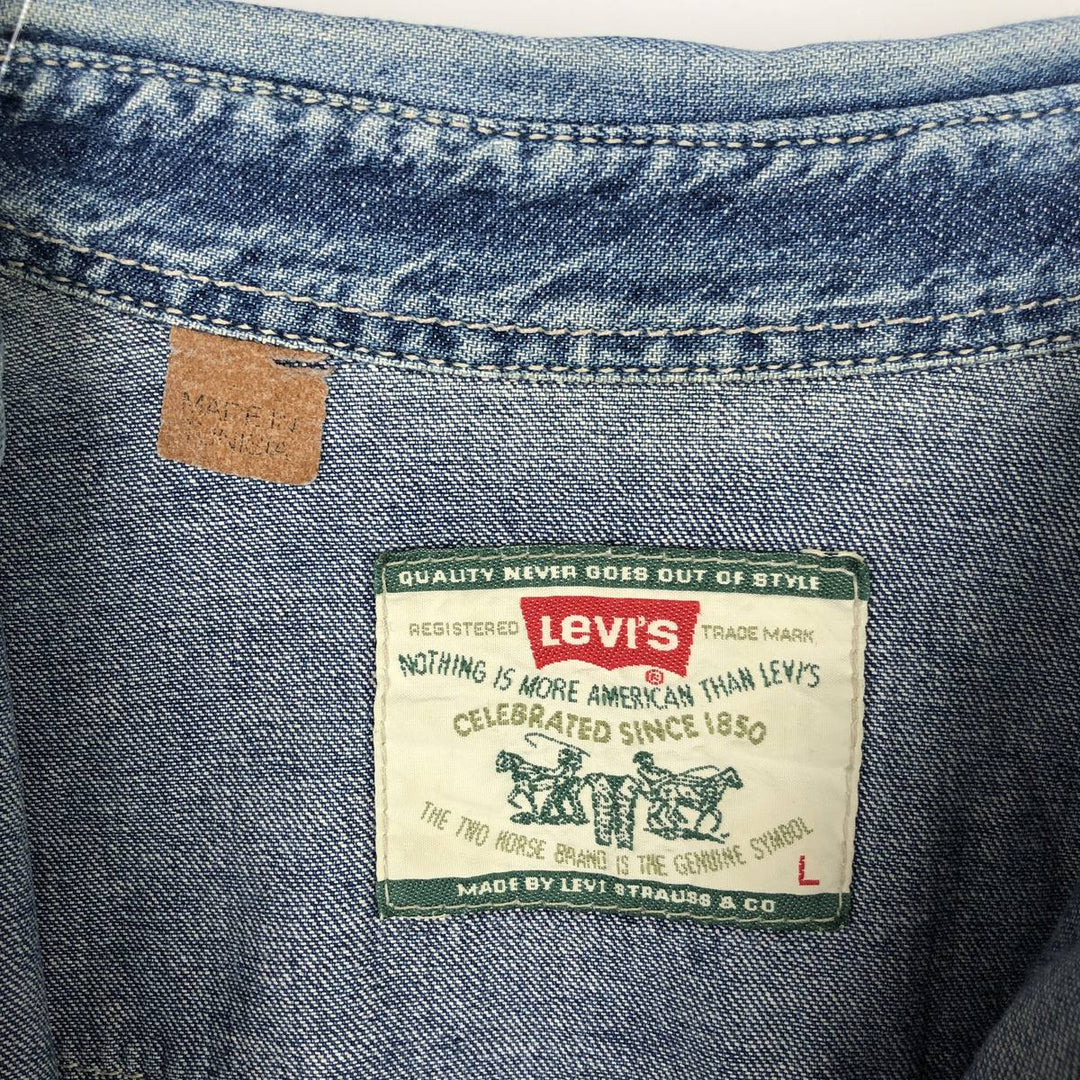 Levi's Long-Sleeve Denim Western Shirt, Men's Size L (approx.) unclear blue type Vintage Second Hand