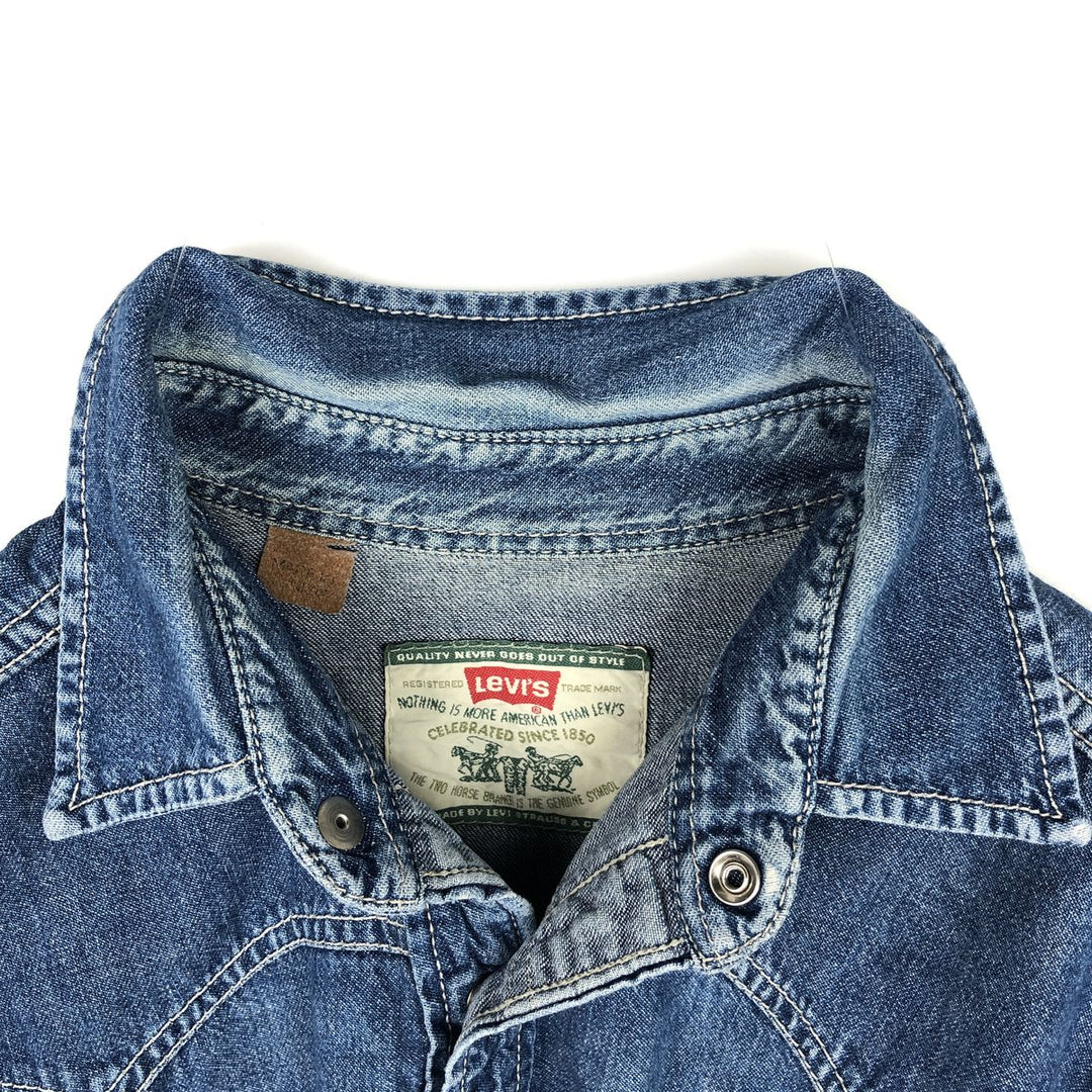 Levi's Long-Sleeve Denim Western Shirt, Men's Size L (approx.) unclear blue type Vintage Second Hand