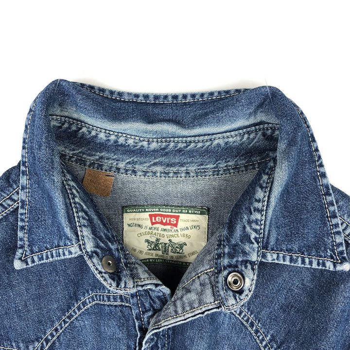 Levi's Long-Sleeve Denim Western Shirt, Men's Size L (approx.) unclear blue type Vintage Second Hand