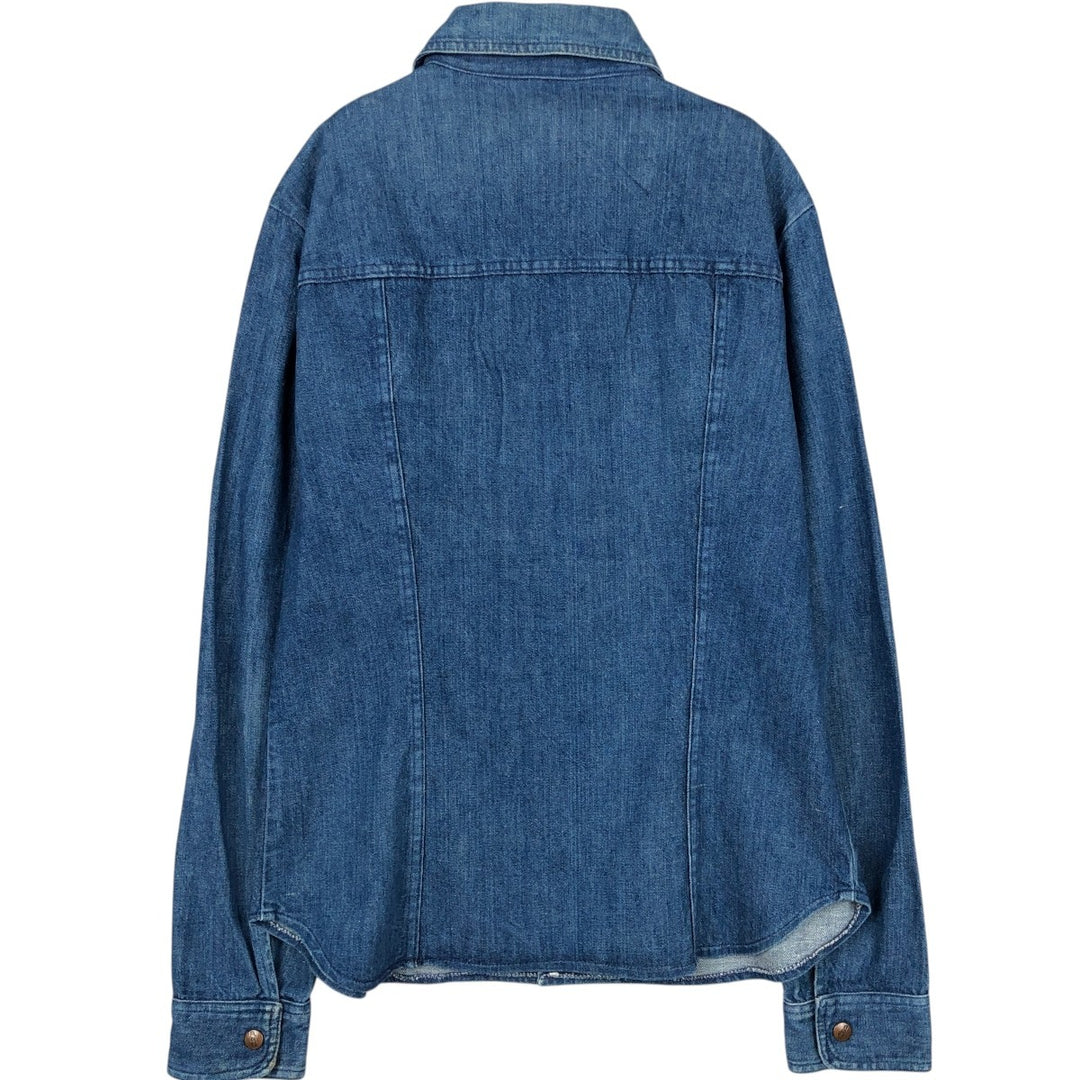 Wrangler long-sleeved denim shirt, made in France, men's size L (approx.) unclear blue type Vintage Second Hand