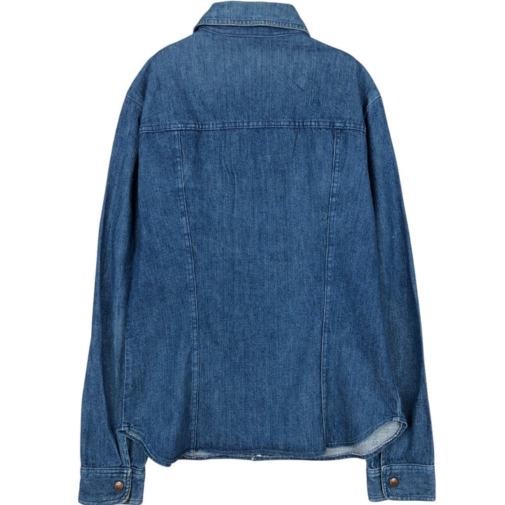 Wrangler long-sleeved denim shirt, made in France, men's size L (approx.) unclear blue type Vintage Second Hand