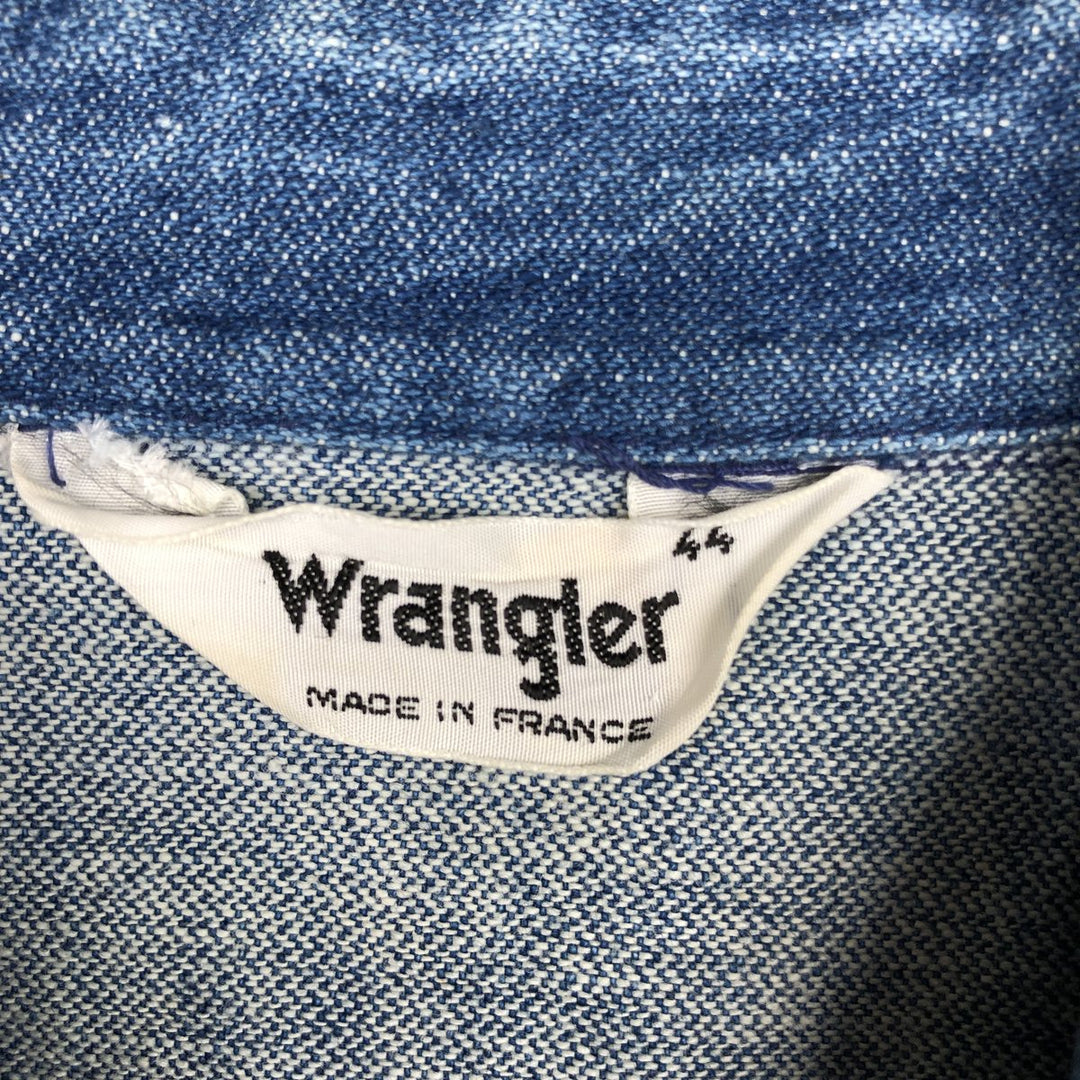 Wrangler long-sleeved denim shirt, made in France, men's size L (approx.) unclear blue type Vintage Second Hand