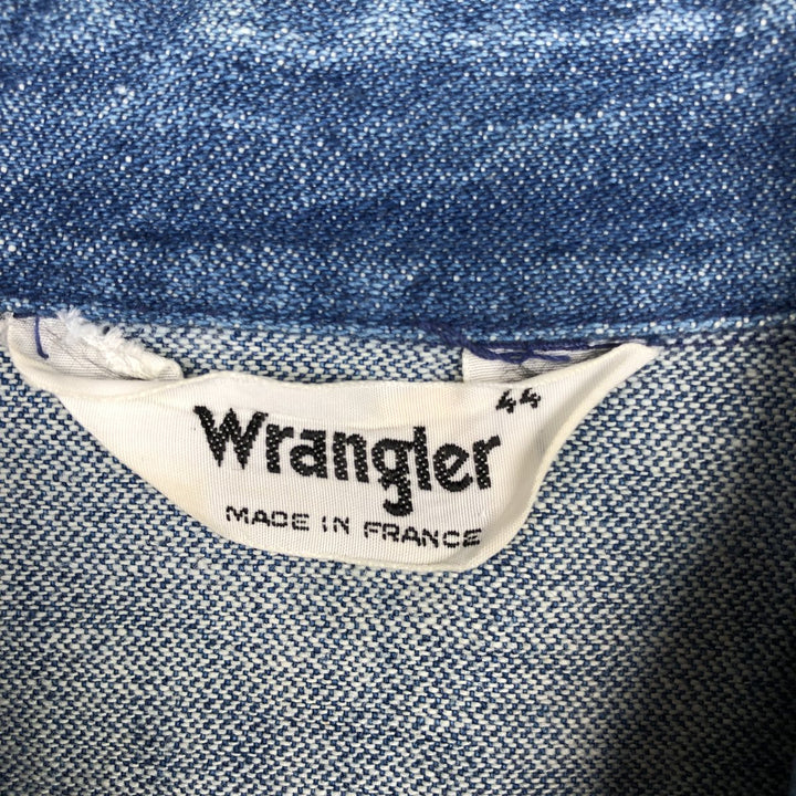 Wrangler long-sleeved denim shirt, made in France, men's size L (approx.) unclear blue type Vintage Second Hand