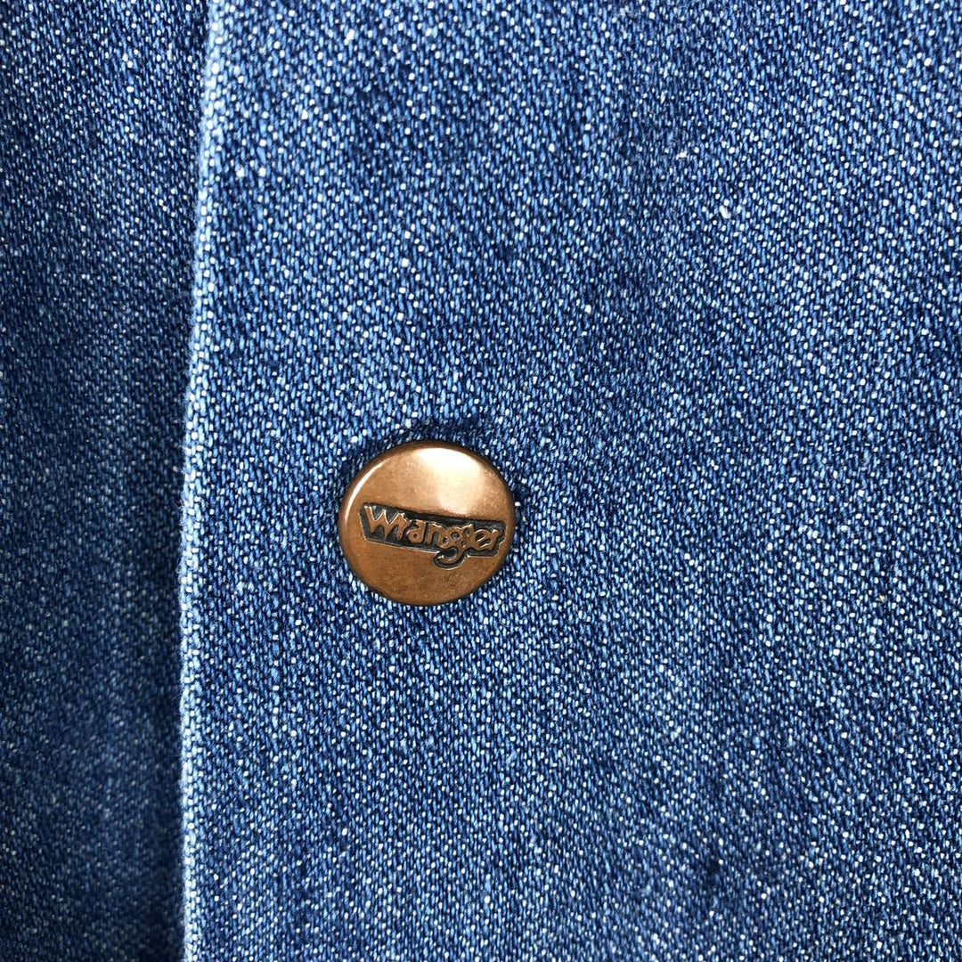 Wrangler long-sleeved denim shirt, made in France, men's size L (approx.) unclear blue type Vintage Second Hand