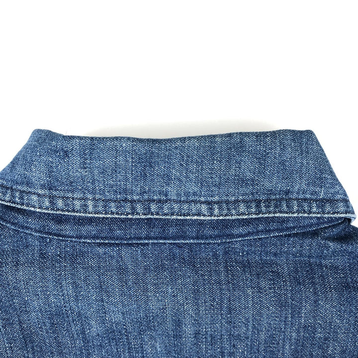 Wrangler long-sleeved denim shirt, made in France, men's size L (approx.) unclear blue type Vintage Second Hand