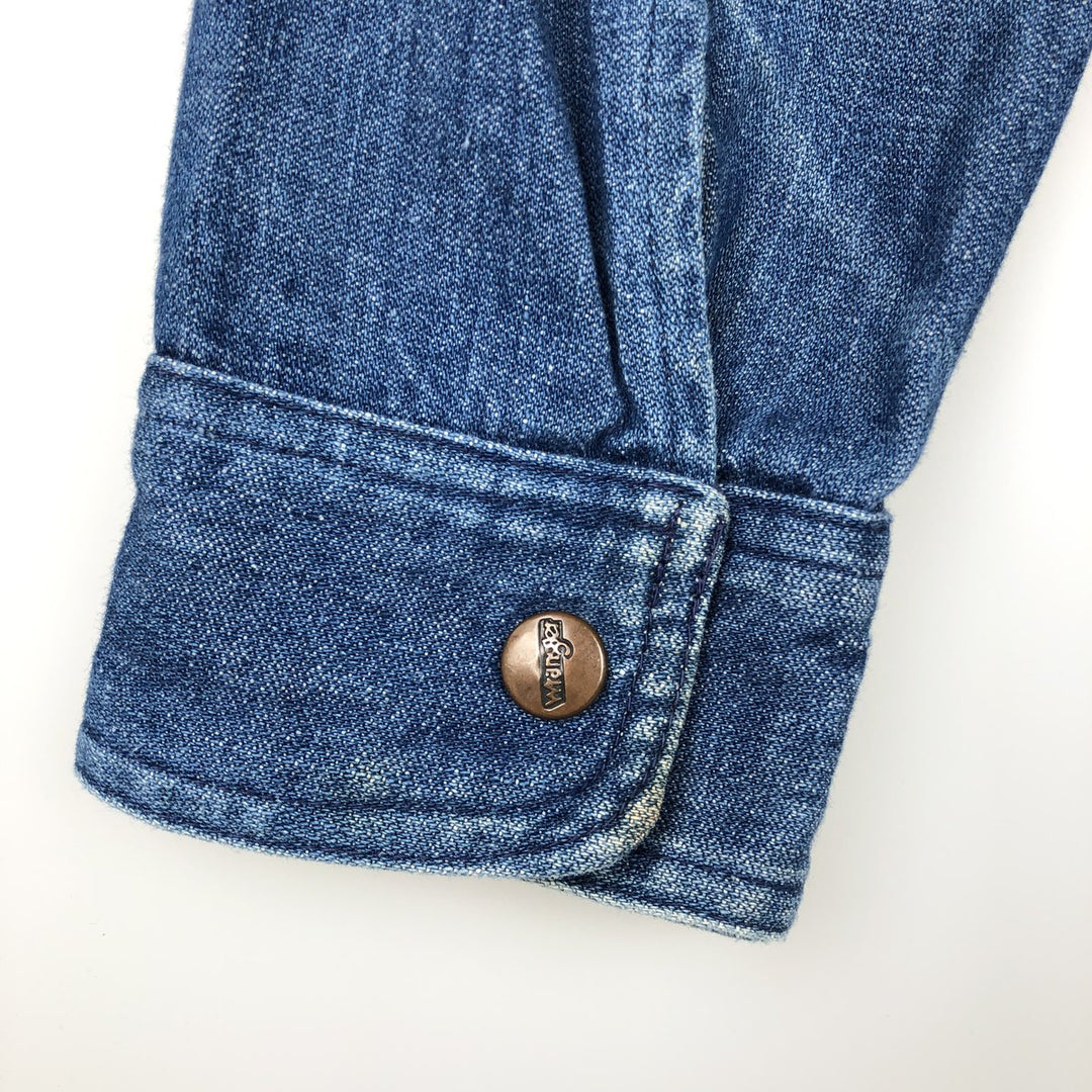 Wrangler long-sleeved denim shirt, made in France, men's size L (approx.) unclear blue type Vintage Second Hand