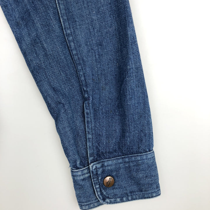 Wrangler long-sleeved denim shirt, made in France, men's size L (approx.) unclear blue type Vintage Second Hand