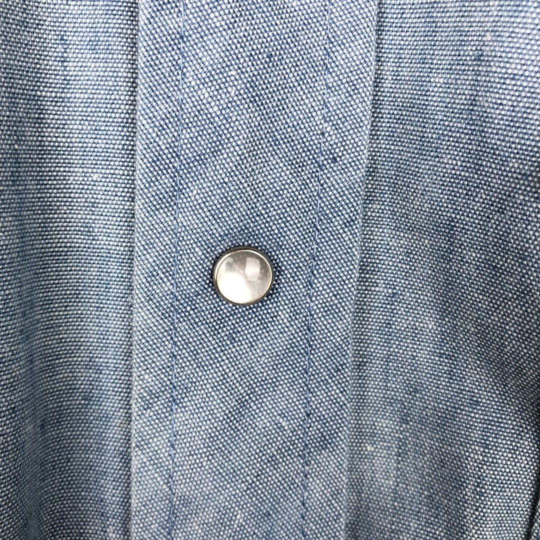 Sears ROUGHSHOD Long-Sleeve Denim Western Shirt, Men's Size L (approx.) unclear Blue type light blue Vintage Second Hand
