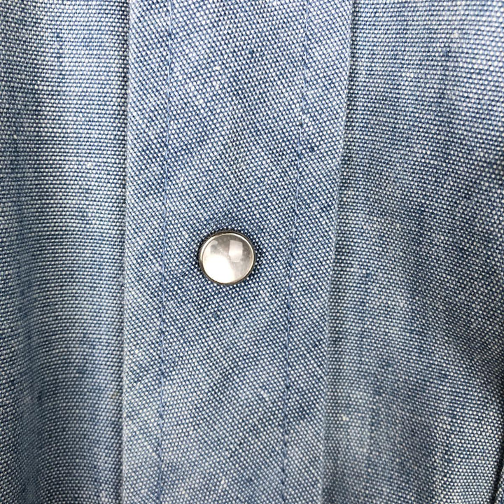 Sears ROUGHSHOD Long-Sleeve Denim Western Shirt, Men's Size L (approx.) unclear Blue type light blue Vintage Second Hand