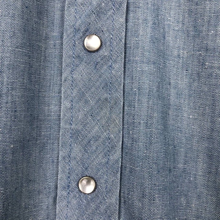 Sears ROUGHSHOD Long-Sleeve Denim Western Shirt, Men's Size L (approx.) unclear Blue type light blue Vintage Second Hand