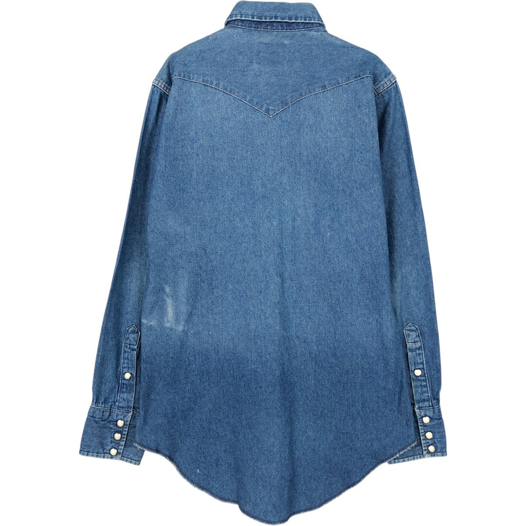 Wrangler Long Sleeve Denim Western Shirt, Men's Size Medium unclear blue type Vintage Second Hand