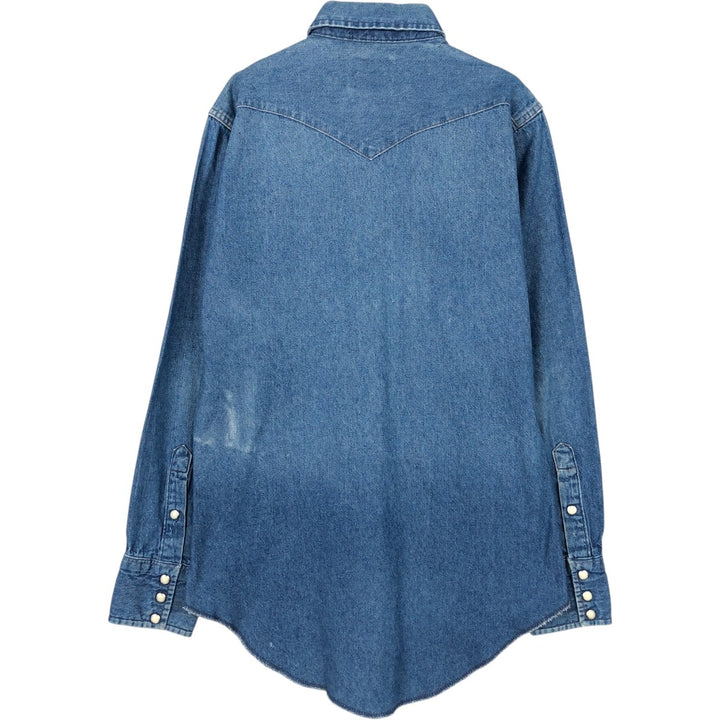 Wrangler Long Sleeve Denim Western Shirt, Men's Size Medium unclear blue type Vintage Second Hand