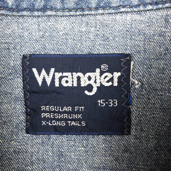 Wrangler Long Sleeve Denim Western Shirt, Men's Size Medium unclear blue type Vintage Second Hand